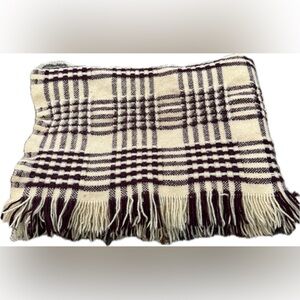 Vintage Faribo Pure Wool Blanket Throw Approximately‎ 50x39 Burgundy Cream